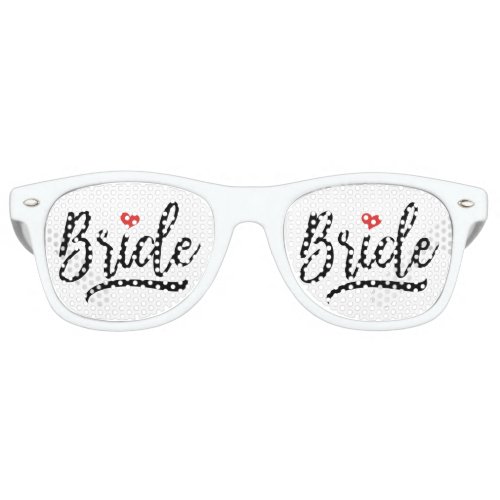 Bride With Red Heart Retro Sunglasses