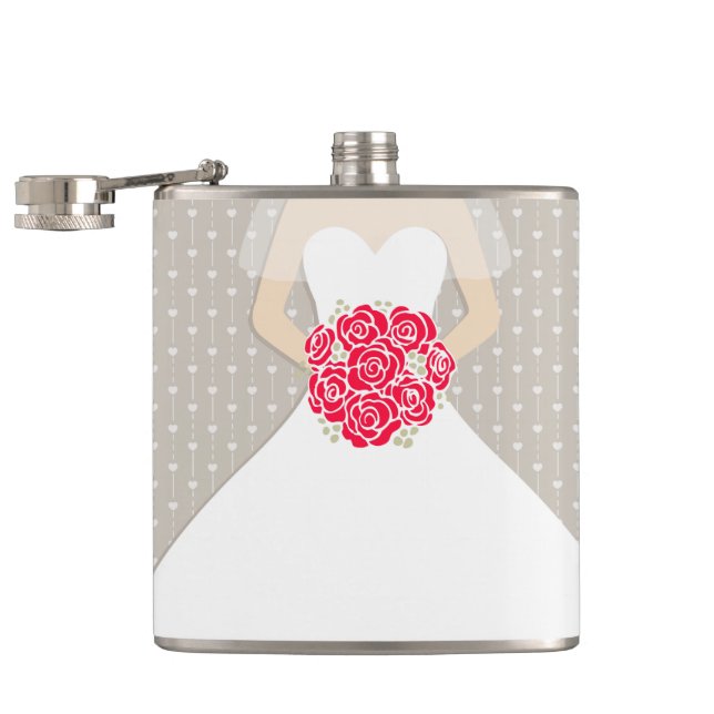 Bride with red roses hip flask (Opened)