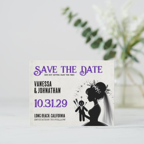 Bride with Voodoo Doll Groom Save The Date