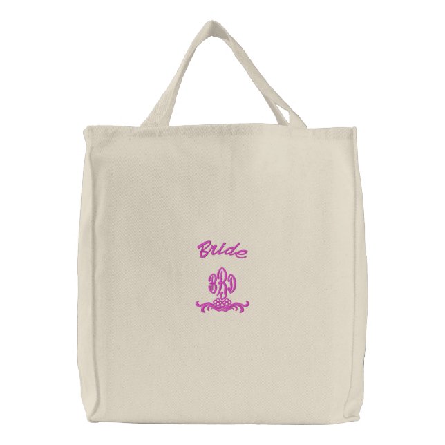 Bride - -with your initials - embroidered tote bag (Front)