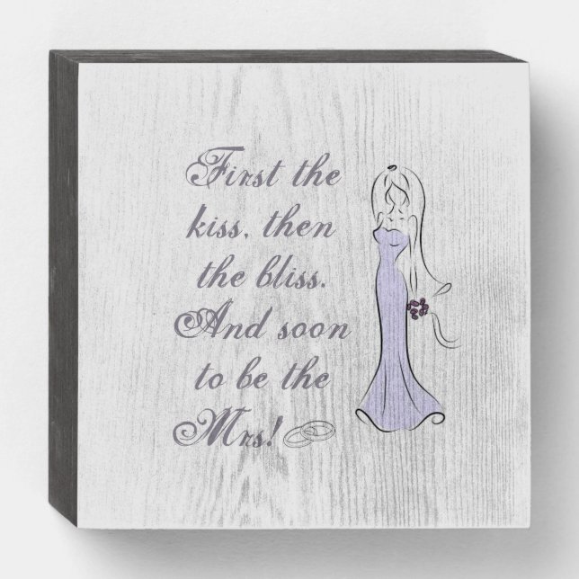 Bride wood box sign w/ quote and lavender bride (Front Horizontal)
