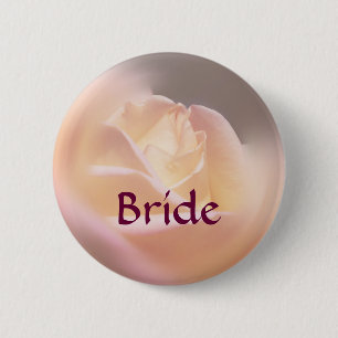 Bride Yellow Rose Flower Pinback Button