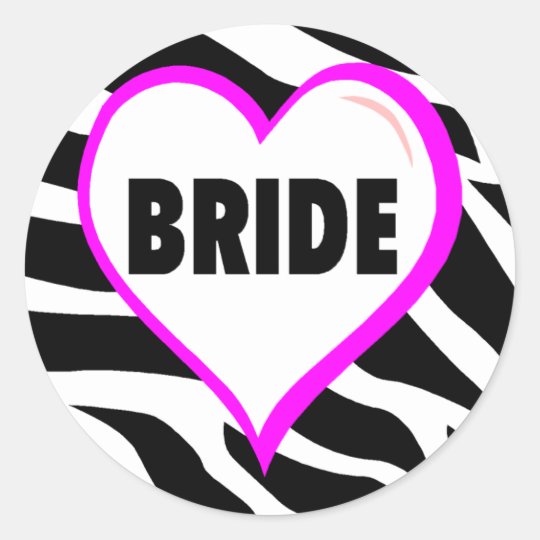 Bride (Zebra Stripes) Classic Round Sticker