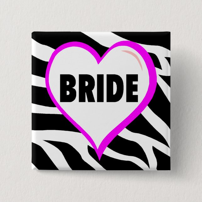 Bride Zebra Stripes Pinback Button (Front)