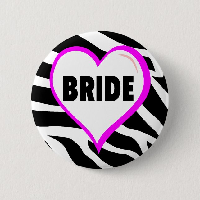 Bride (Zebra Stripes) Pinback Button (Front)
