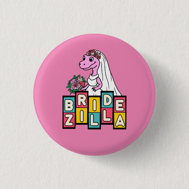 Bride Zilla Retro  Button (Front)