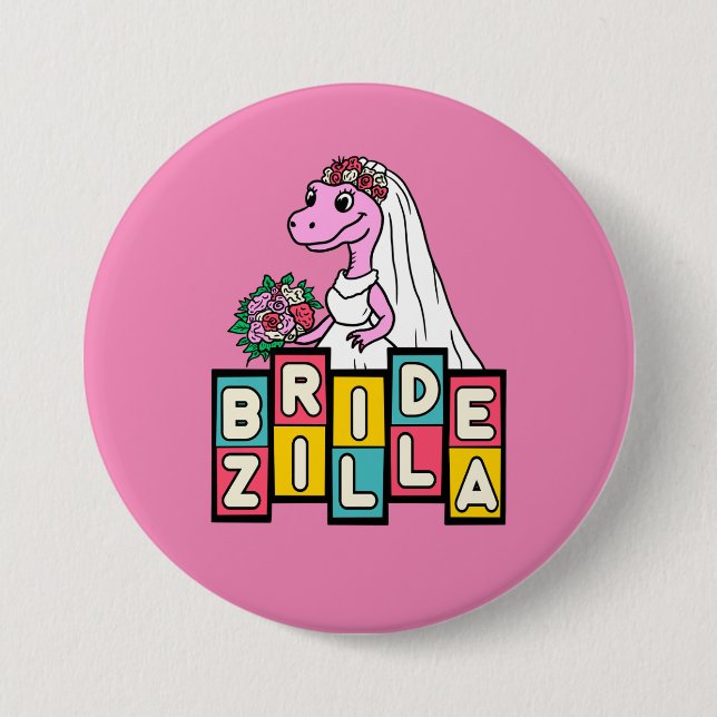 Bride Zilla Retro  Button (Front)