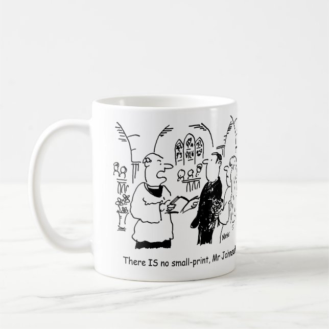 Bridegroom at a Wedding Cartoon to Personalise. Coffee Mug (Left)