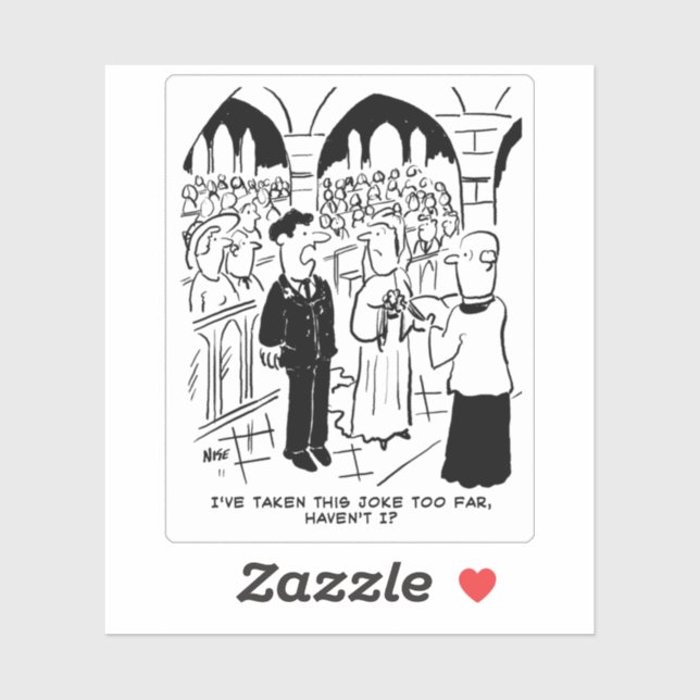 Bridegroom Practical Joke Wedding Cartoon. Sticker (Sheet)