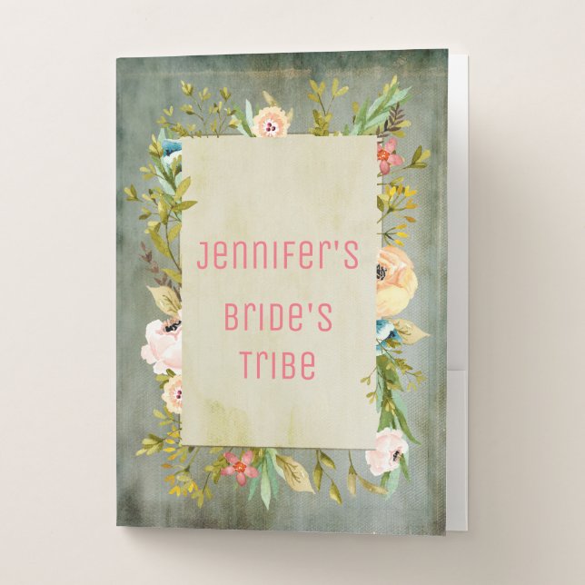 Brides and Bridesmaid Pretty Wedding Organizer Pocket Folder (Front)