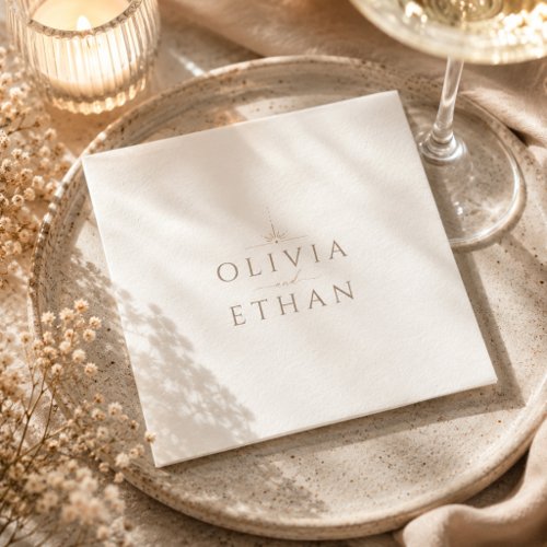 Bride's and Groom's Names Modern Wedding Party Napkins