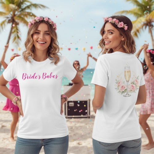 Bride's Babes Pink Champagne Bachelorette Party Tri-Blend Shirt