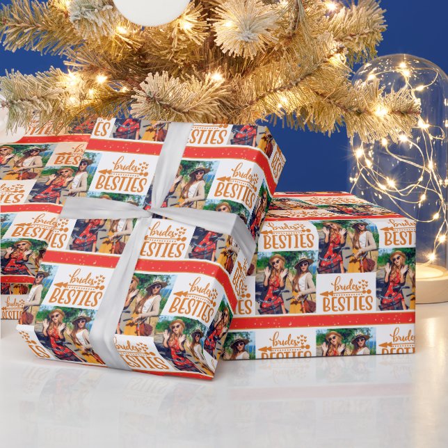 Brides Besties Modern Photo Wedding Bridesmaid Wrapping Paper (Holidays)