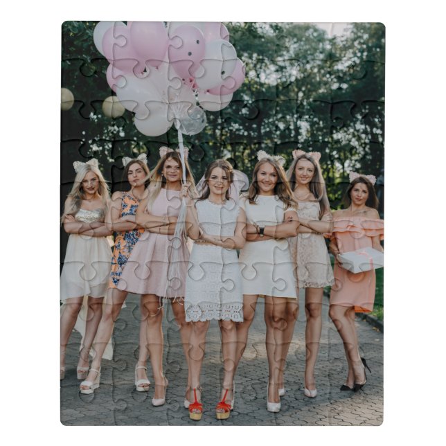 Bride's Besties Wedding Bridesmaids DIY Add Photo Jigsaw Puzzle (Puzzle Vertical)