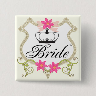 Brides Bows, Flowers and Tiaras Wedding Badges Pinback Button