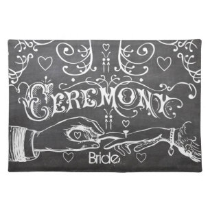 Bride's Chalkboard Modern Vintage Typography Cloth Placemat