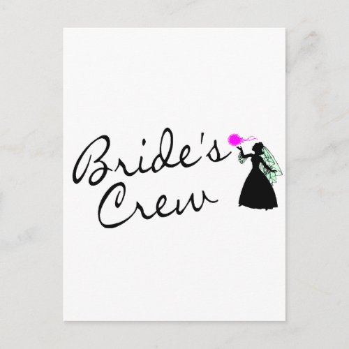 Brides Crew Bride Blk Postcard