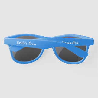 Brides crew bridesmaid typography blue wedding sunglasses