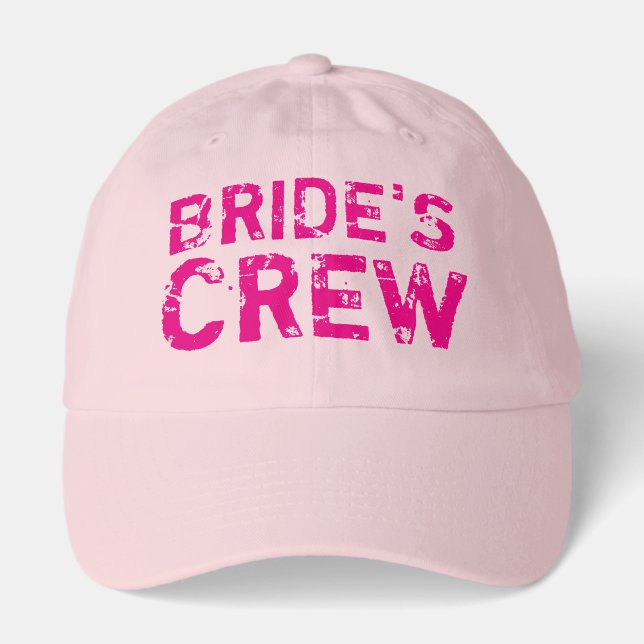 BRIDE'S CREW pink bachelorette party caps (Front)
