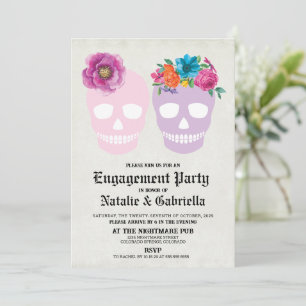 Brides Day of the Dead Engagement Party Invitation