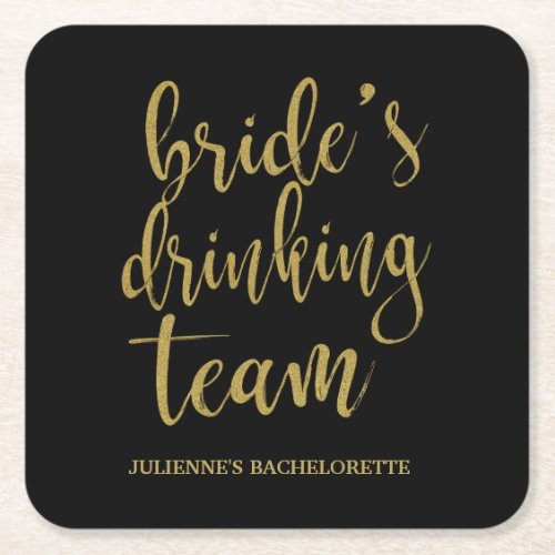 Brides Drinking Team Lovely Glitter Bachelorette Square Paper Coaster