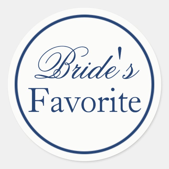 "Bride's Favorite" Wedding Favor Sticker - Navy (Front)