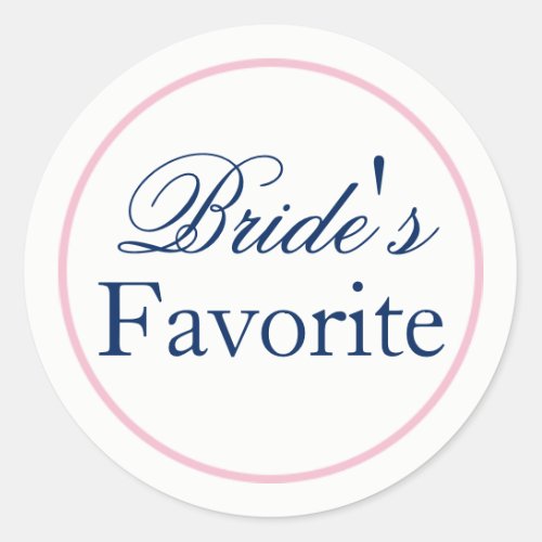 Brides Favorite Wedding Sticker Blush PinkNavy
