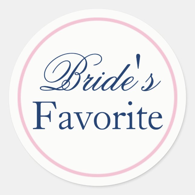"Bride's Favorite" Wedding Sticker Blush Pink/Navy (Front)