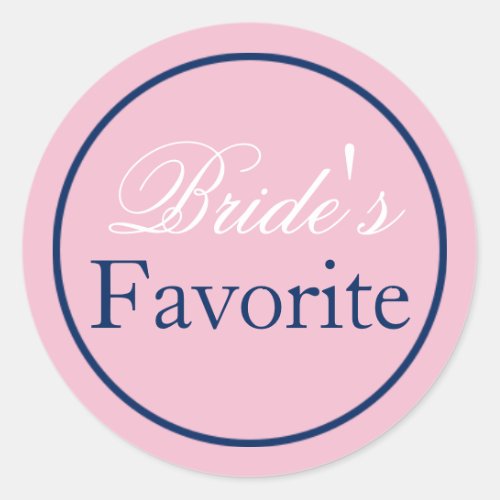 Brides Favorite Wedding Sticker Blush PinkNavy