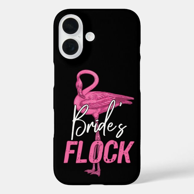 Bride's Flock, Flamingo Bridesmaid Bridal Party Case-Mate iPhone Case (Back)
