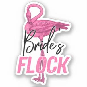 Bride's Flock, Flamingo Bridesmaid Bridal Party Sticker