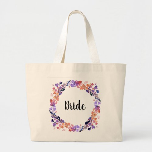 Brides Floral Wreath  Large Tote Bag