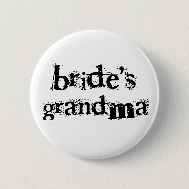 Bride's Grandma Black Text Button (Front)