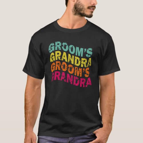 Brides Grandpa in Retro Colors Wavy Bubble Font T T_Shirt