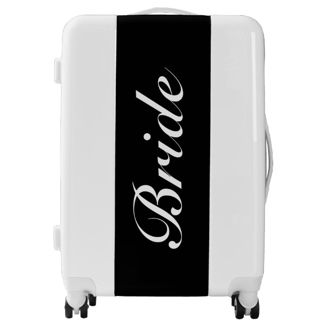 Bride's Honeymoon Elegant Black White Luggage (Front)