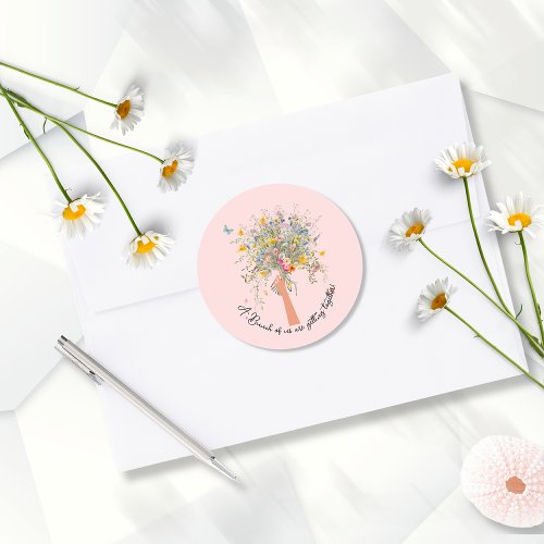 Brides Huge Wildflower Bouquet Bridal Shower Classic Round Sticker