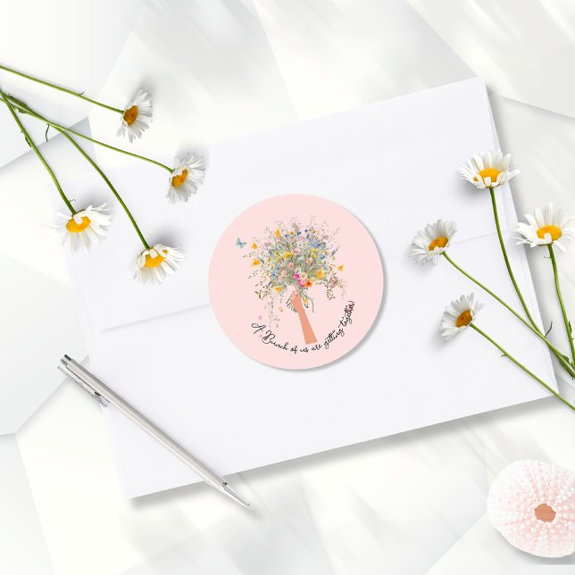 Bride's Huge Wildflower Bouquet Bridal Shower Classic Round Sticker (Creator Uploaded)