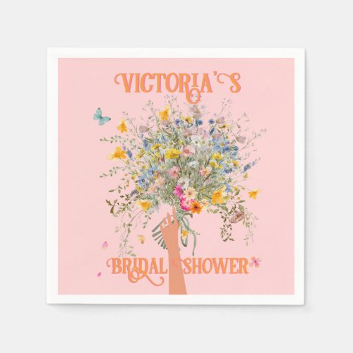 Brides Huge Wildflower Bouquet Bridal Shower Napkins