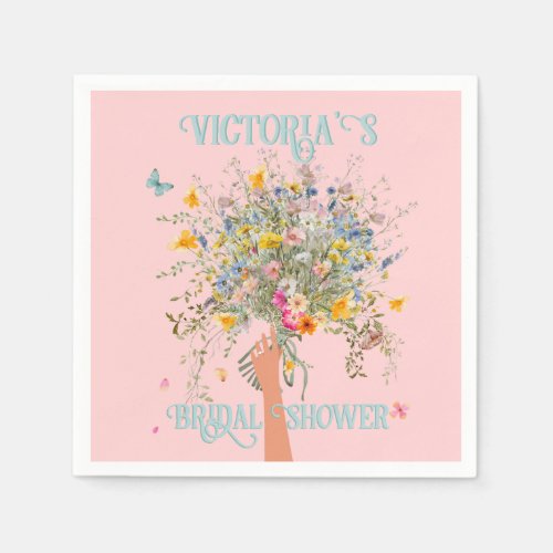 Brides Huge Wildflower Bouquet Bridal Shower Napkins