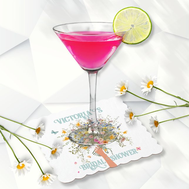 Bride's Huge Wildflower Bouquet Bridal Shower Paper Coaster (Creator Uploaded)