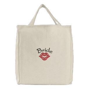 Bride's Kiss Embroidered Tote Bag