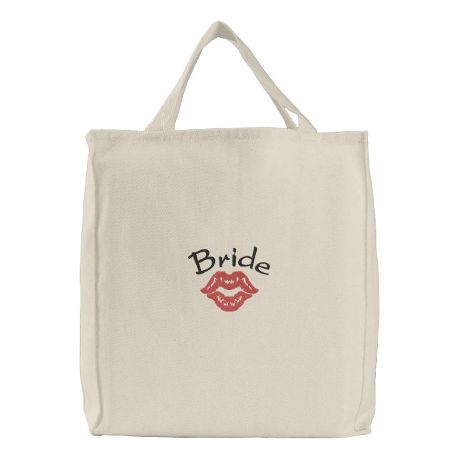 Bride's Kiss Embroidered Tote Bag (Front)