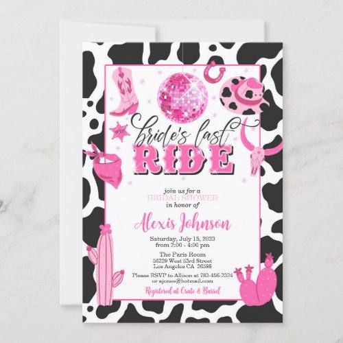 Brides Last Ride BacheloretteBridal Shower Invitation