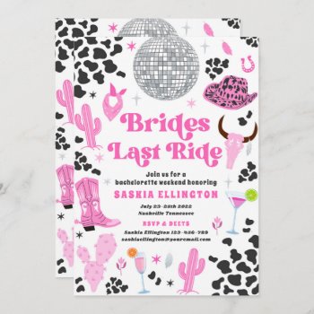Brides Last Ride Bachelorette Weekend Itinerary Invitation