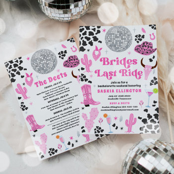 Brides Last Ride Bachelorette Weekend Itinerary Invitation by PixelPerfectionParty at Zazzle