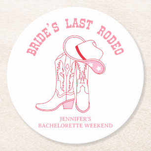 brides last rodeo bachelorette party favors round paper coaster