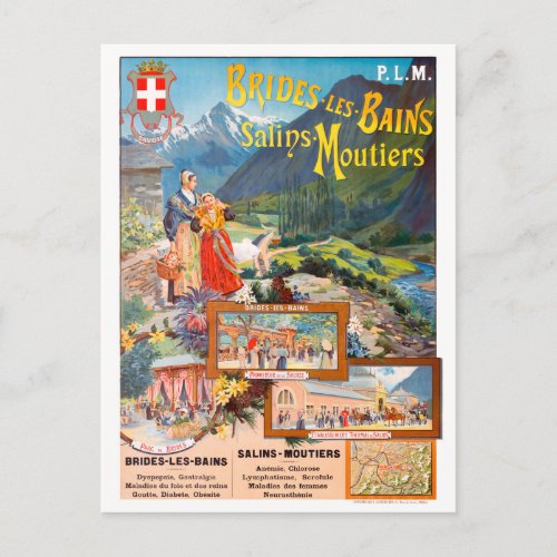 Brides_les_Bains France Vintage Poster 1895 Postcard