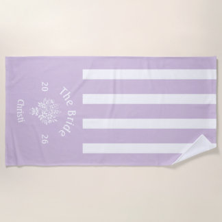 BRIDE'S Lilac Purple Striped  Beach Towel