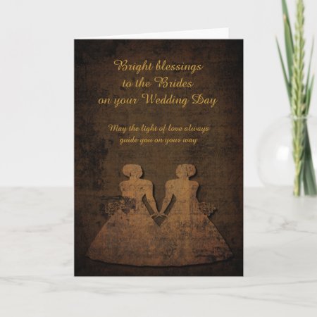 Brides Lit By Love Lesbian Wedding Card