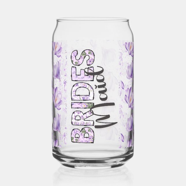 Bride's Maid Purple Flowers Can Glass (Left)